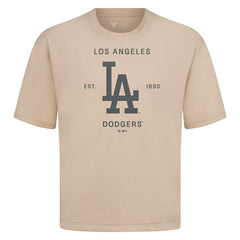 Los Angeles Dodgers Levelwear Crossway Oversized Luxe Signature Knit T-Shirt - Khaki - MLB Discount