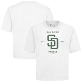 San Diego Padres Levelwear Crossway Oversized Luxe Signature Knit T-Shirt - White - MLB Sale