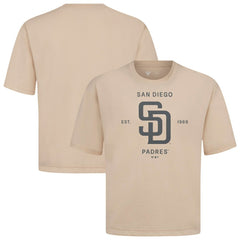 San Diego Padres Levelwear Crossway Oversized Luxe Signature Knit T-Shirt - Khaki - MLB Discount