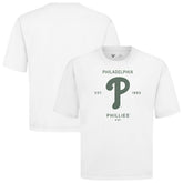 Philadelphia Phillies Levelwear Crossway Oversized Luxe Signature Knit T-Shirt - White - MLB Sale