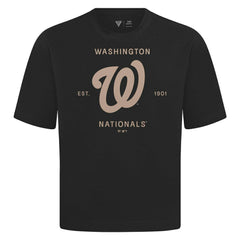 Washington Nationals Levelwear Crossway Oversized Luxe Signature Knit T-Shirt - Black - MLB Discount
