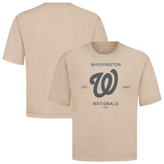 Washington Nationals Levelwear Crossway Oversized Luxe Signature Knit T-Shirt - Khaki - MLB Lifestyle
