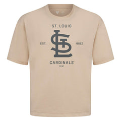 St. Louis Cardinals Levelwear Crossway Oversized Luxe Signature Knit T-Shirt - Khaki - MLB Sale