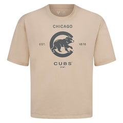 Chicago Cubs Levelwear Crossway Oversized Luxe Signature Knit T-Shirt - Khaki - MLB Online