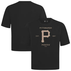 Pittsburgh Pirates Levelwear Crossway Oversized Luxe Signature Knit T-Shirt - Black - MLB Lifestyle