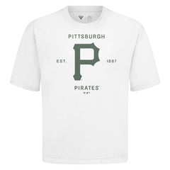 Pittsburgh Pirates Levelwear Crossway Oversized Luxe Signature Knit T-Shirt - White - MLB Lifestyle