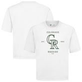 Colorado Rockies Levelwear Crossway Oversized Luxe Signature Knit T-Shirt - White - MLB Sale