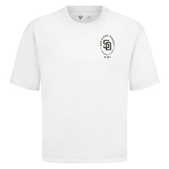 San Diego Padres Levelwear Signet Oversized Luxe Signature Knit T-Shirt - White - MLB Sale