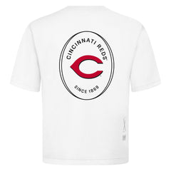 Cincinnati Reds Levelwear Signet Oversized Luxe Signature Knit T-Shirt - White - MLB on Sale