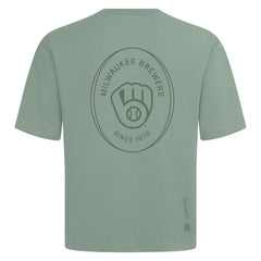 Milwaukee Brewers Levelwear Signet Oversized Luxe Signature Knit T-Shirt - Green - MLB Lifestyle