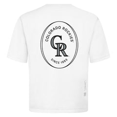 Colorado Rockies Levelwear Signet Oversized Luxe Signature Knit T-Shirt - White - MLB on Sale