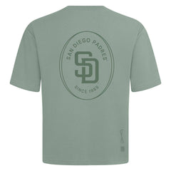 San Diego Padres Levelwear Signet Oversized Luxe Signature Knit T-Shirt - Green - MLB Lifestyle