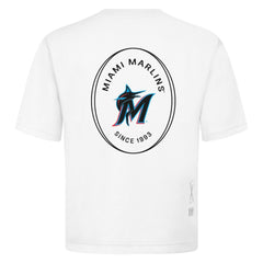 Miami Marlins Levelwear Signet Oversized Luxe Signature Knit T-Shirt - White - MLB Online