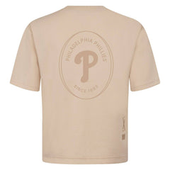 Philadelphia Phillies Levelwear Signet Oversized Luxe Signature Knit T-Shirt - Khaki - MLB on Sale