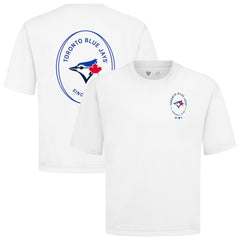 Toronto Blue Jays Levelwear Signet Oversized Luxe Signature Knit T-Shirt - White - MLB Lifestyle