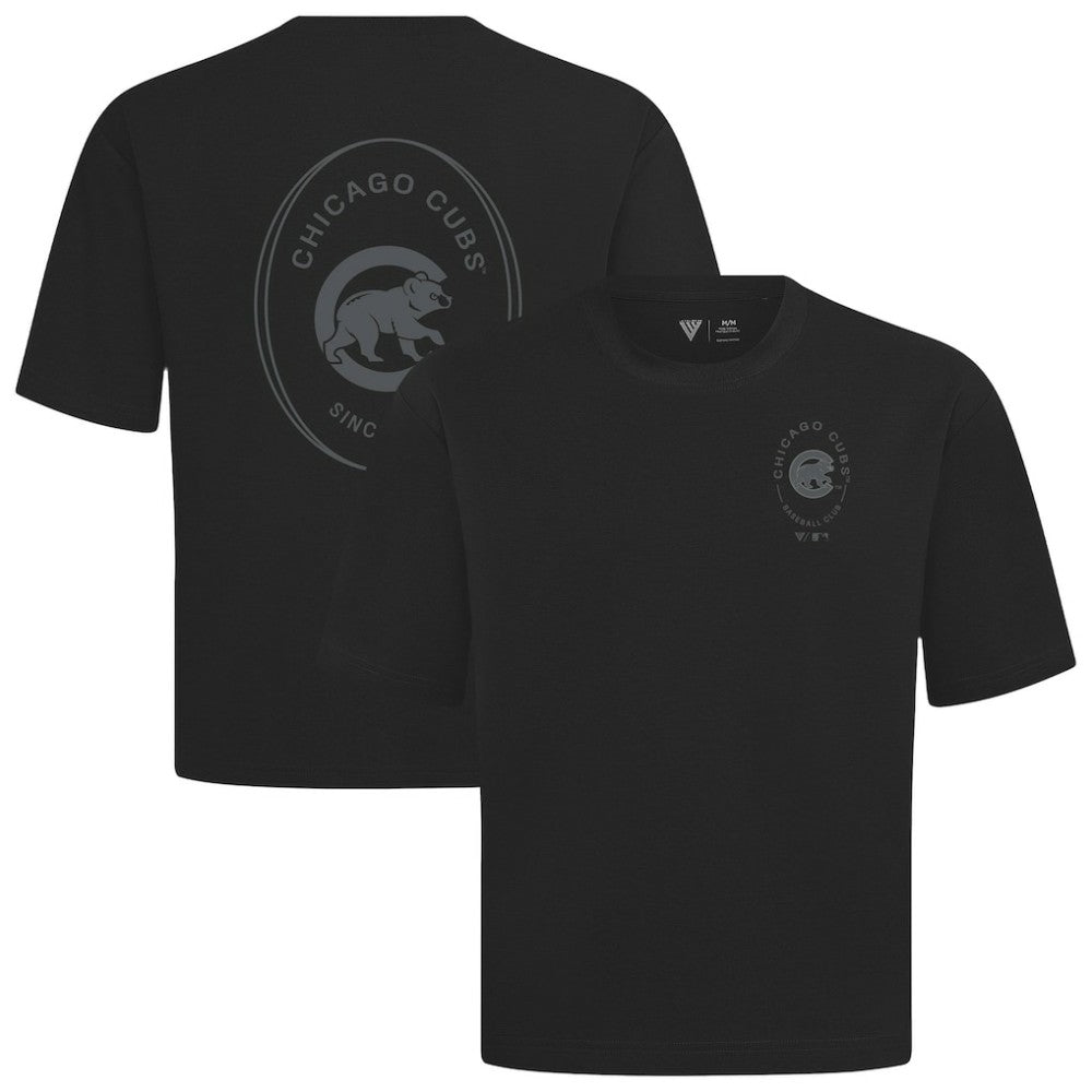Chicago Cubs Levelwear Signet Oversized Luxe Signature Knit T-Shirt - Black - MLB Discount