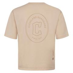 Cleveland Guardians Levelwear Signet Oversized Luxe Signature Knit T-Shirt - Khaki - MLB on Sale