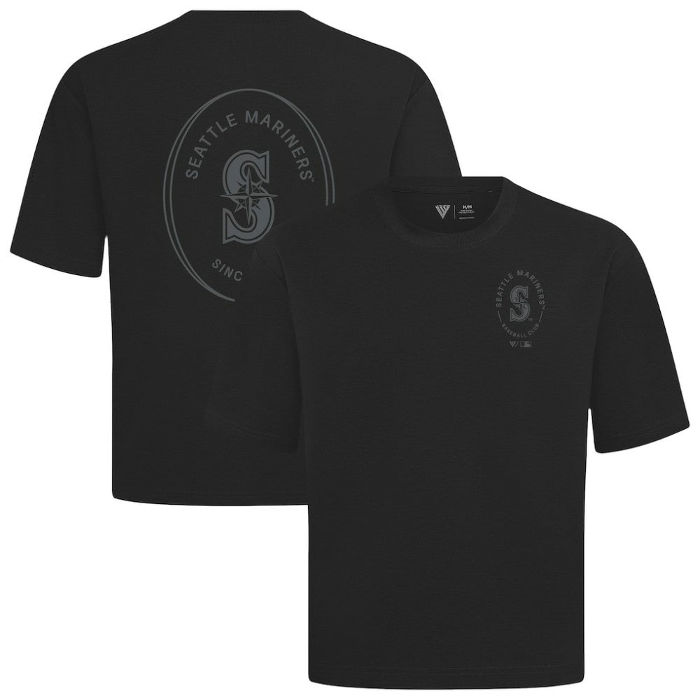 Seattle Mariners Levelwear Register Oversized Luxe Signature Knit T-Shirt - Black - MLB Discount