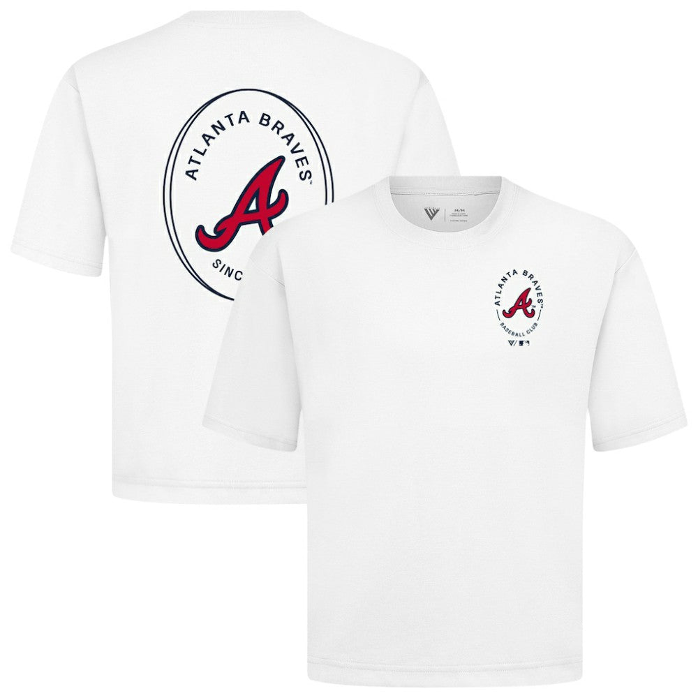 Atlanta Braves Levelwear Register Oversized Luxe Signature Knit T-Shirt - White - MLB Online