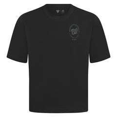 Washington Nationals Levelwear Register Oversized Luxe Signature Knit T-Shirt - Black - MLB Sale