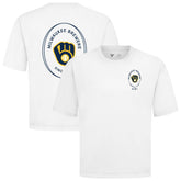 Milwaukee Brewers Levelwear Register Oversized Luxe Signature Knit T-Shirt - White - MLB Discount