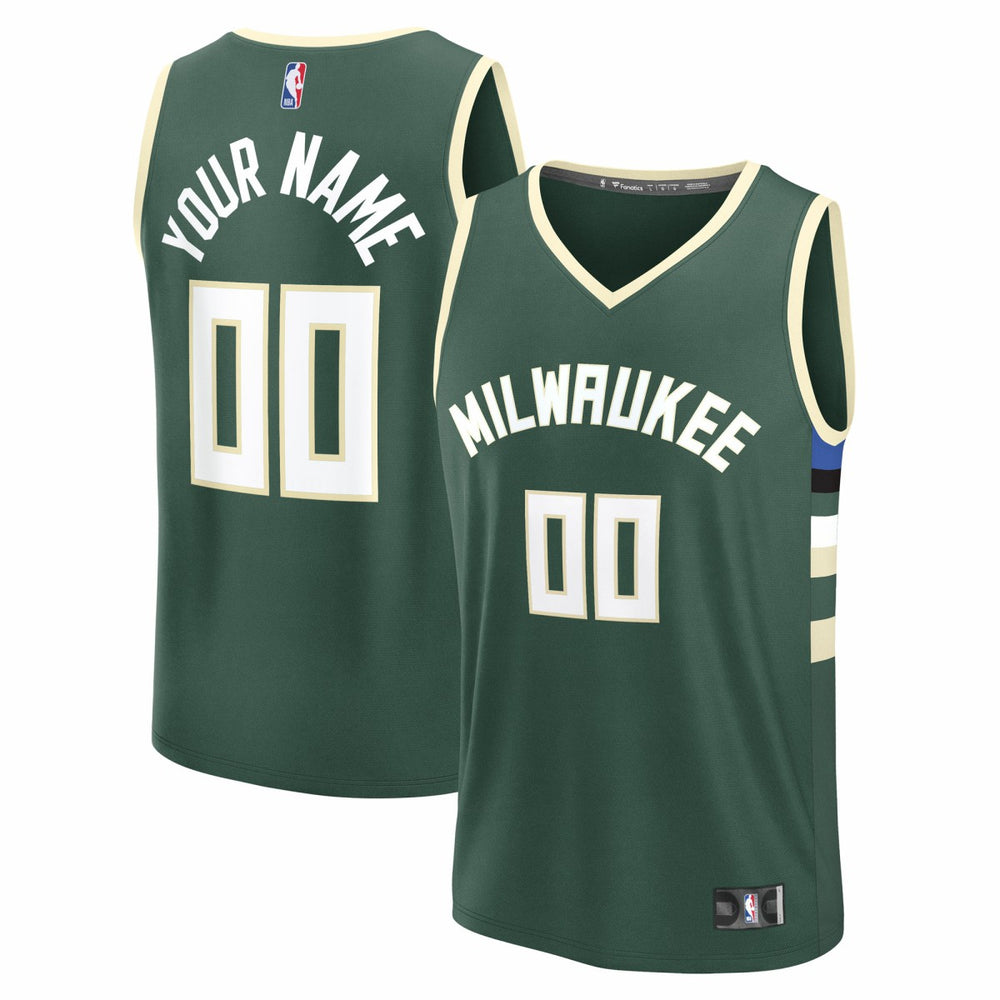 Milwaukee Bucks Youth Fast Break Custom Replica Jersey Green Icon Edition | Fanatics for sale