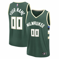 Milwaukee Bucks Youth Fast Break Custom Replica Jersey Green Icon Edition | Fanatics for sale