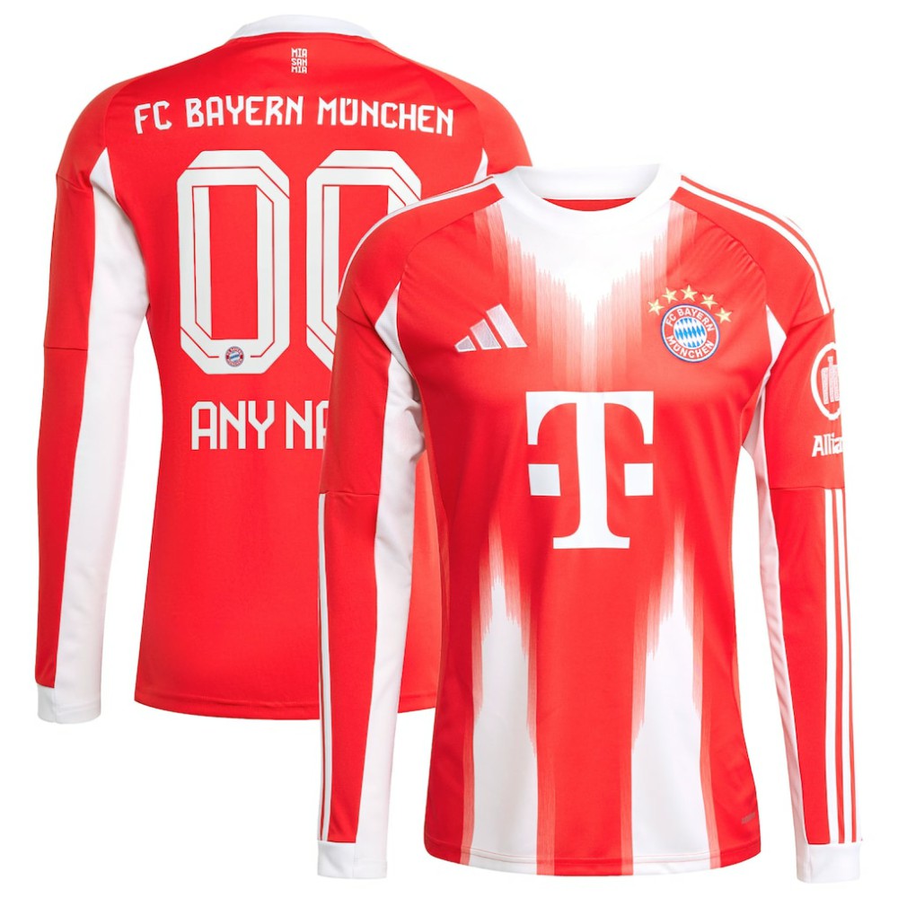 Bayern Munich 2025/26 Home Replica Long Sleeve Custom Jersey Red - Adidas for sale