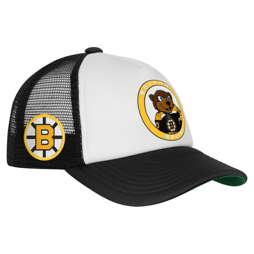Boston Bruins Mitchell & Ness Youth Mascot Adjustable Trucker Hat - White - NHL 203109687