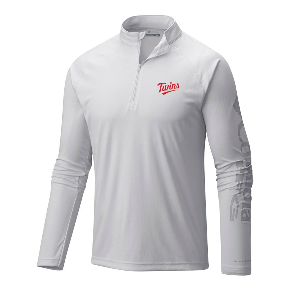 Minnesota Twins Columbia Terminal Tackle Omni-Wick Raglan Quarter-Zip Pullover - White - Columbia Sale