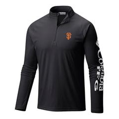 San Francisco Giants Columbia Terminal Tackle Omni-Wick Raglan Quarter-Zip Pullover - Black - Columbia on Sale