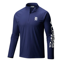 Detroit Tigers Columbia Terminal Tackle Omni-Wick Raglan Quarter-Zip Pullover - Navy - Columbia Sale