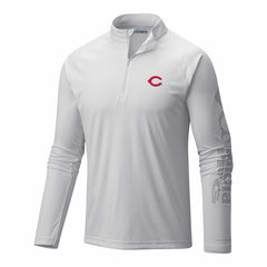 Cincinnati Reds Columbia Terminal Tackle Omni-Wick Raglan Quarter-Zip Pullover - White - Columbia Discount