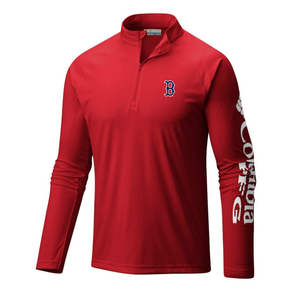 Boston Red Sox Columbia Terminal Tackle Omni-Wick Raglan Quarter-Zip Pullover - Red - Columbia Discount