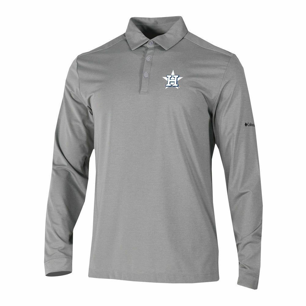 Houston Astros Columbia Omni-Wick Pin High Long Sleeve Polo - Gray - Columbia Discount