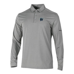 Miami Marlins Columbia Omni-Wick Pin High Long Sleeve Polo - Gray - Columbia Lifestyle