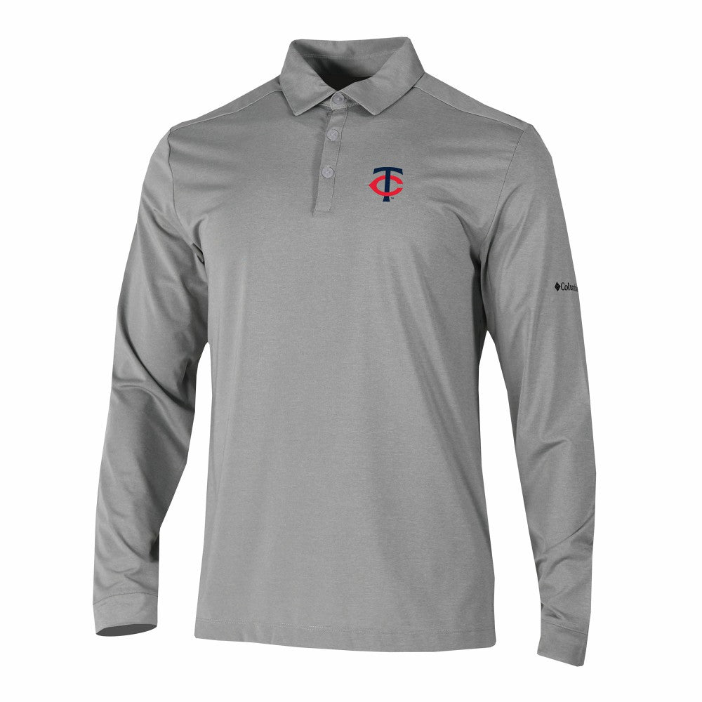 Minnesota Twins Columbia Omni-Wick Pin High Long Sleeve Polo - Gray - Columbia Sale