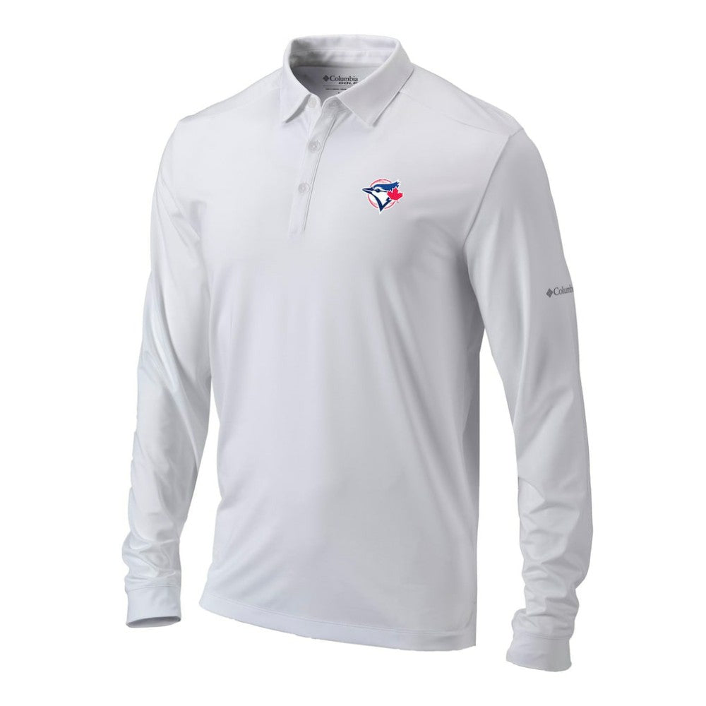 Toronto Blue Jays Columbia Omni-Wick Pin High Long Sleeve Polo - White - Columbia Online