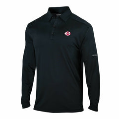 Cincinnati Reds Columbia Omni-Wick Pin High Long Sleeve Polo - Black - Columbia Lifestyle