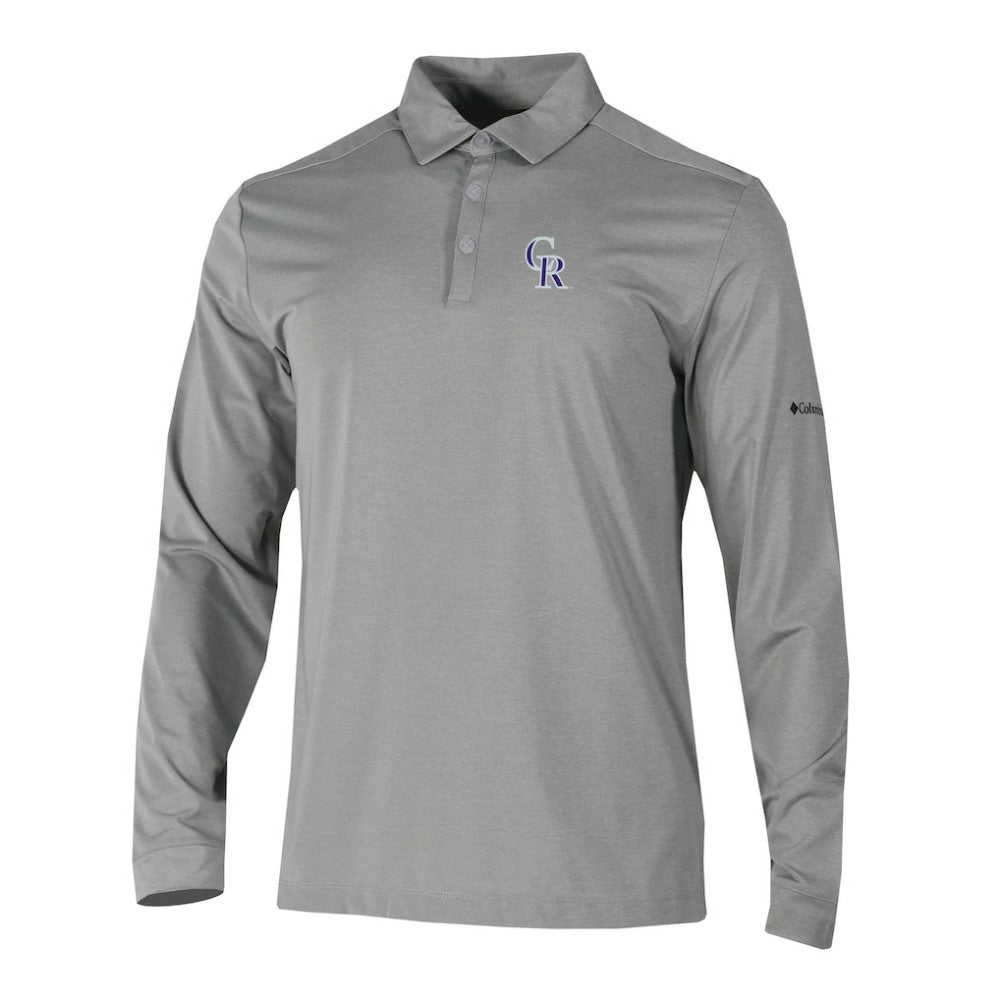Colorado Rockies Columbia Omni-Wick Pin High Long Sleeve Polo - Gray - Columbia Lifestyle