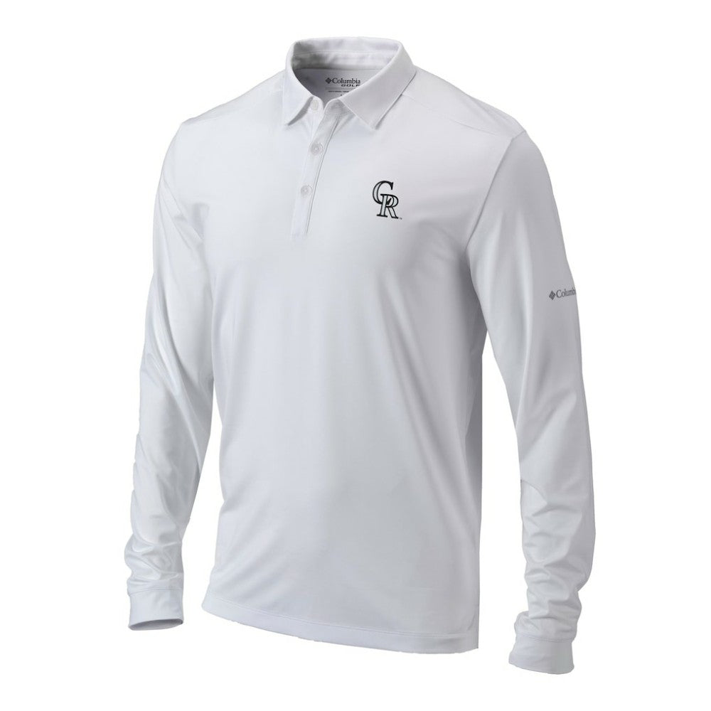 Colorado Rockies Columbia Omni-Wick Pin High Long Sleeve Polo - White - Columbia Lifestyle