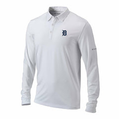 Detroit Tigers Columbia Omni-Wick Pin High Long Sleeve Polo - White - Columbia on Sale