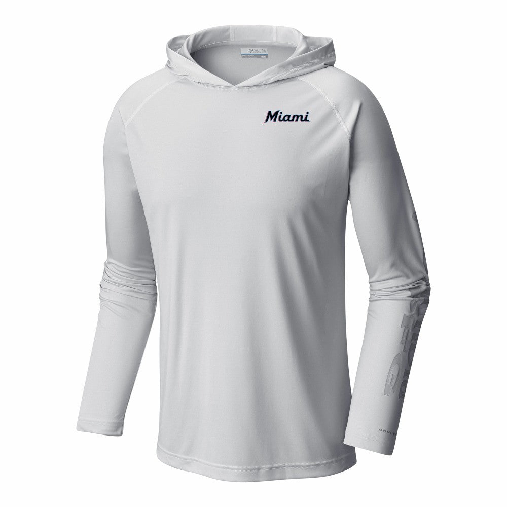 Miami Marlins Columbia Terminal Tackle Omni-Shade Pullover Hoodie - White - Columbia Online