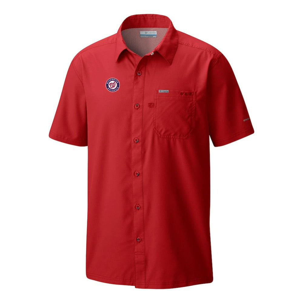 Washington Nationals Columbia Slack Tide Omni-Wick Button-Up Camp Shirt - Red - Columbia Lifestyle