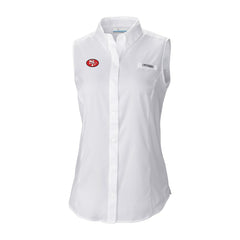 Columbia San Francisco 49ers Women's Historic Tamiami Omni-Shade Sleeveless Button-Up Shirt White