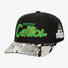 Boston Celtics x Just Don I Love This Team Snakeskin Strapback Hat Black | Mitchell & Ness US