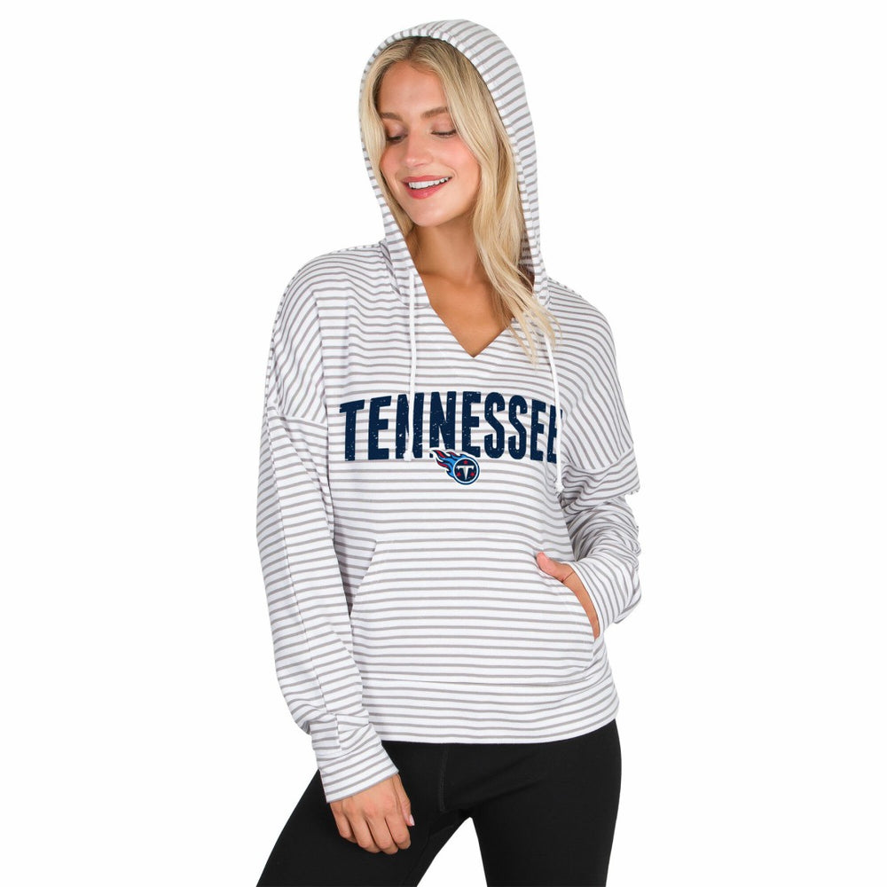 Tennessee Titans Concepts Sport Women's Liftoff Striped V-Neck Hoodie White/Gray