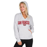 San Francisco 49ers Concepts Sport Women's Liftoff Striped V-Neck Hoodie White/Gray