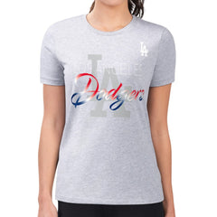 Los Angeles Dodgers G-III 4Her by Carl Banks Women's Super-Slim Fit Lightweight Shadow Logo Graphic T-Shirt - Heather Gray - MLB Lifestyle