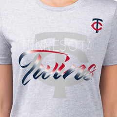 Minnesota Twins G-III 4Her by Carl Banks Women's Super-Slim Fit Lightweight Shadow Logo Graphic T-Shirt - Heather Gray - MLB Lifestyle